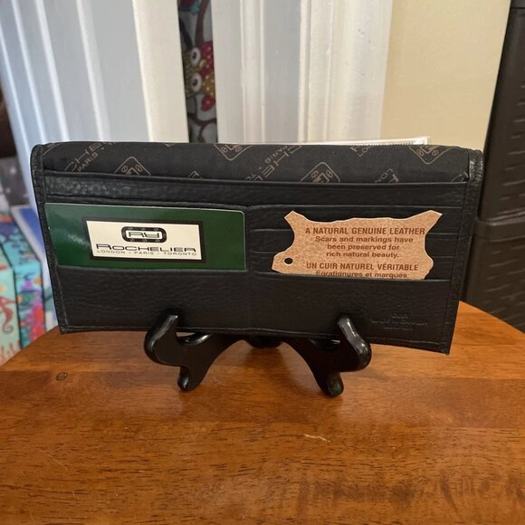 ROCHELIER Leather Black Wallet Bifold London Paris Toronto - NWT - Picture 5 of 5